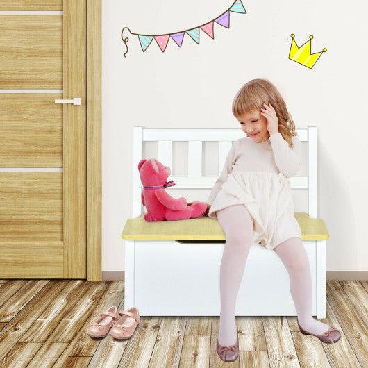 4 Pieces Kids Wooden Activity Table and Chairs Set with Storage Bench and Study Desk-Natural at Set Shop and Smile