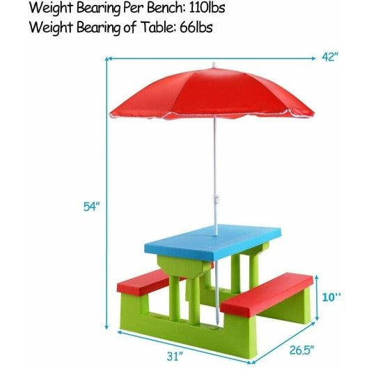 Kids Picnic Folding Table and Bench with Umbrella at Set Shop and Smile