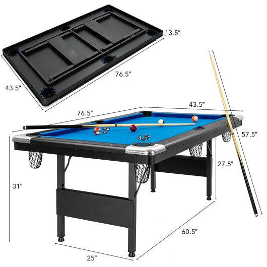 6 Feet Foldable Billiard Pool Table with Complete Set of Balls-Blue at Set Shop and Smile