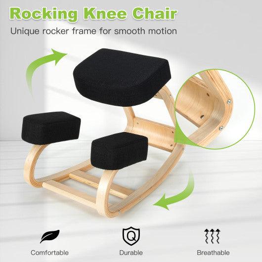 Ergonomic Kneeling Chair Rocking Office Desk Stool Upright Posture-Black at Set Shop and Smile