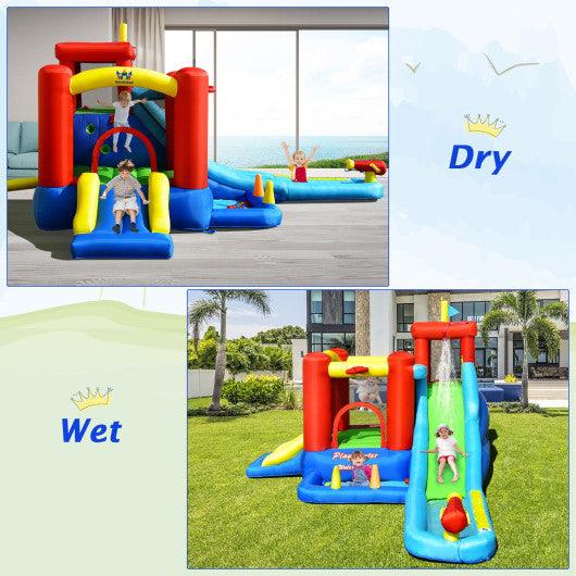 9-in-1 Inflatable Kids Water Slide Bounce House without Blower at Set Shop and Smile
