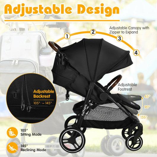 5-Point Harness Lightweight Infant Stroller with Foot Cover and Adjustable Backrest-Black at Set Shop and Smile