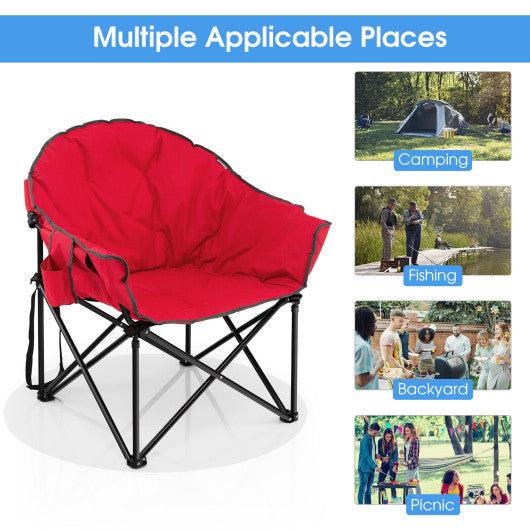 Folding Camping Moon Padded Chair with Carrying Bag-Red at Set Shop and Smile