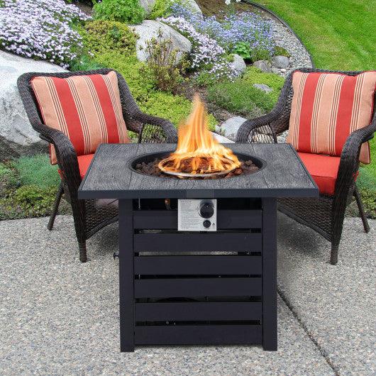 Square Propane Fire Pit Table with Lava Rocks and Rain Cover at Set Shop and Smile