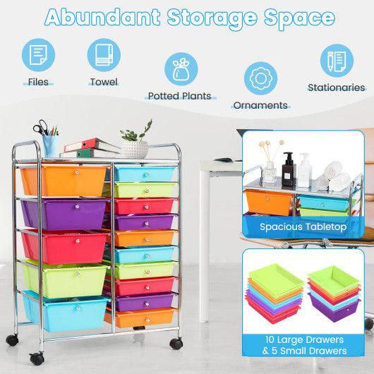 15-Drawer Utility Rolling Organizer Cart Multi-Use Storage-Multicolor at Set Shop and Smile