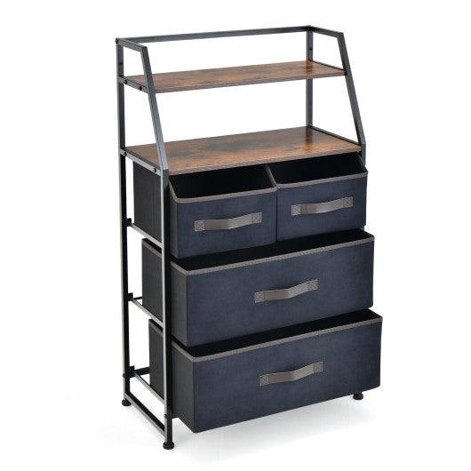 4-Drawer Free Standing Storage Dresser with 2 Open Shelves-Rustic Brown at Set Shop and Smile