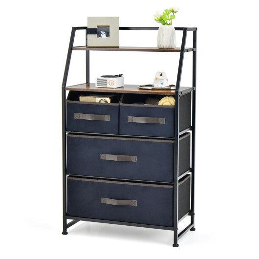 4-Drawer Free Standing Storage Dresser with 2 Open Shelves-Rustic Brown at Set Shop and Smile