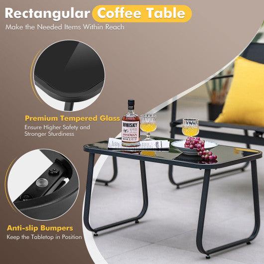 4 Pieces Outdoor Conversation Set with Tempered Glass Coffee Table-Black at Set Shop and Smile