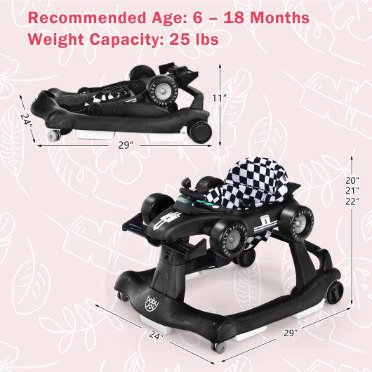 4-in-1 Foldable Activity Push Walker with Adjustable Height-Black at Set Shop and Smile