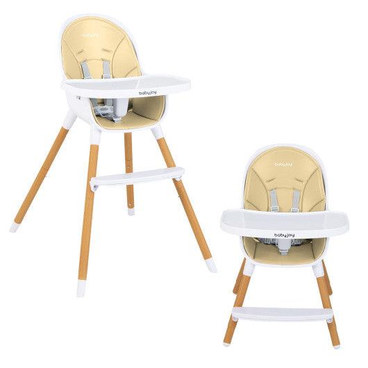 4-in-1 Convertible Baby High Chair Infant Feeding Chair with Adjustable Tray-Beige at Set Shop and Smile