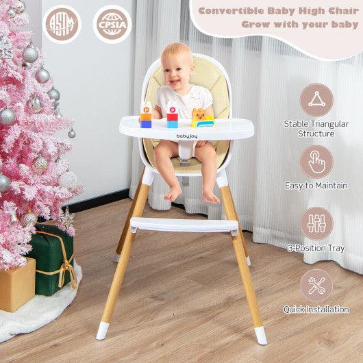 4-in-1 Convertible Baby High Chair Infant Feeding Chair with Adjustable Tray-Beige at Set Shop and Smile