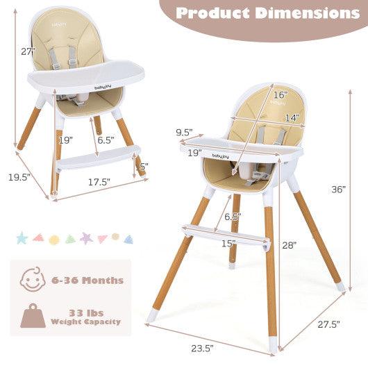 4-in-1 Convertible Baby High Chair Infant Feeding Chair with Adjustable Tray-Beige at Set Shop and Smile