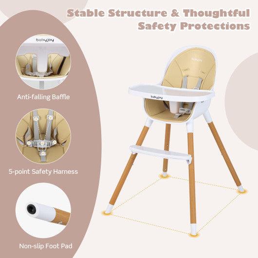 4-in-1 Convertible Baby High Chair Infant Feeding Chair with Adjustable Tray-Beige at Set Shop and Smile
