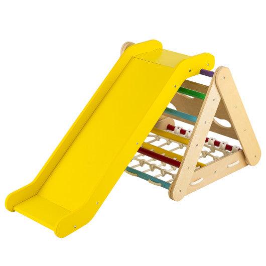 4 in 1 Triangle Climber Toy with Sliding Board and Climbing Net-Multicolor at Set Shop and Smile