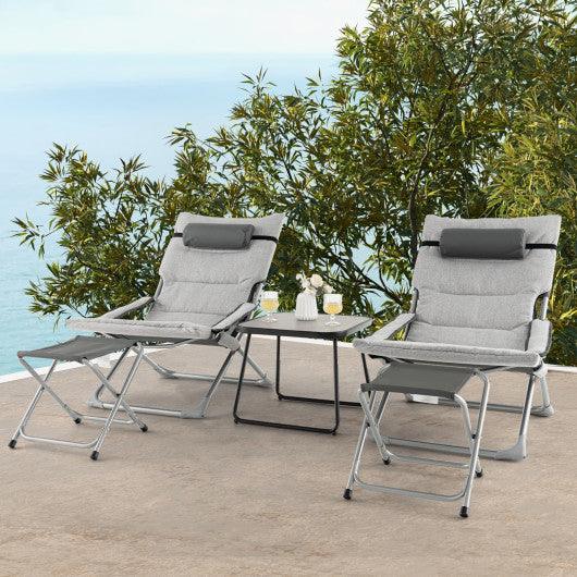 5-Piece Patio Sling Chair Set Folding Lounge Chairs with Footrests and Coffee Table-Gray at Set Shop and Smile