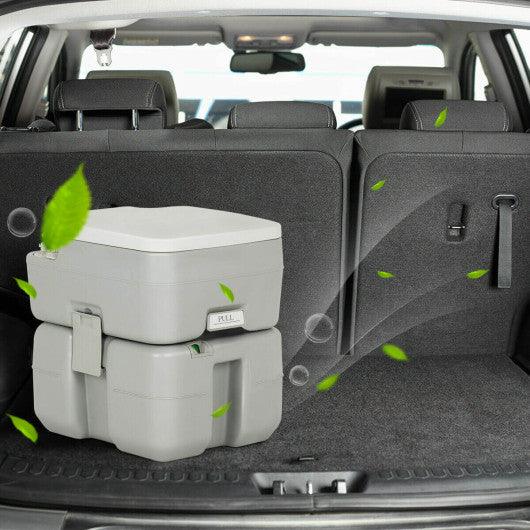 5.3 Gallon Portable Travel Toilet with Piston Pump Flush at Set Shop and Smile