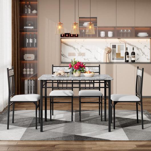 5 Pieces Faux Marble Dining Set Table at Set Shop and Smile