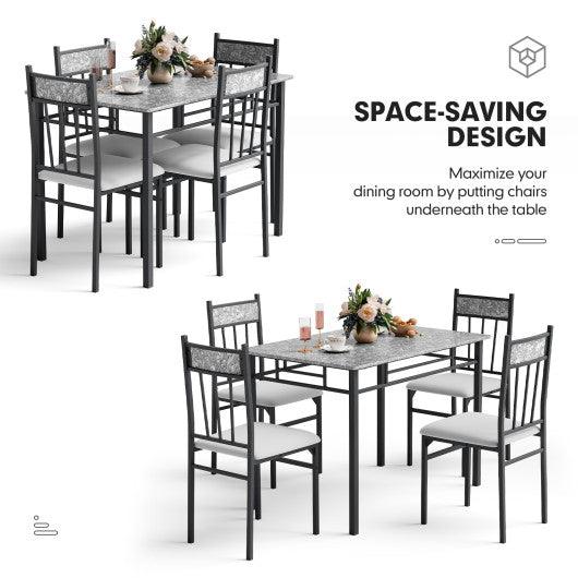 5 Pieces Faux Marble Dining Set Table at Set Shop and Smile