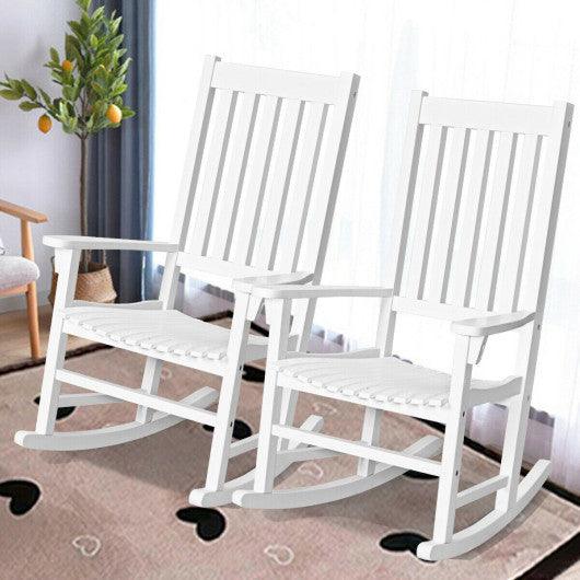 Indoor Outdoor Wooden High Back Rocking Chair-White at Set Shop and Smile