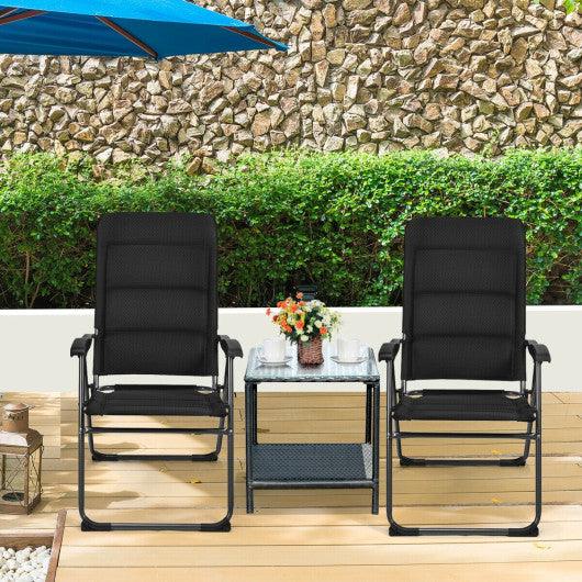 2 Pieces Outdoor Folding Patio Chairs with Adjustable Backrests for Bistro and Backyard-Black at Set Shop and Smile