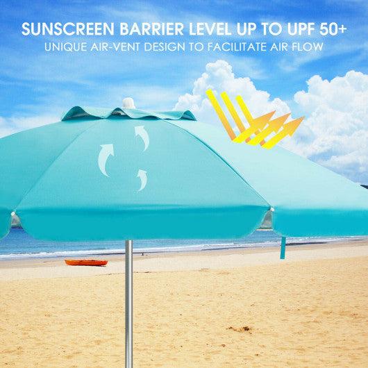 6.5 Feet Beach Umbrella with Sun Shade and Carry Bag without Weight Base-Blue at Set Shop and Smile