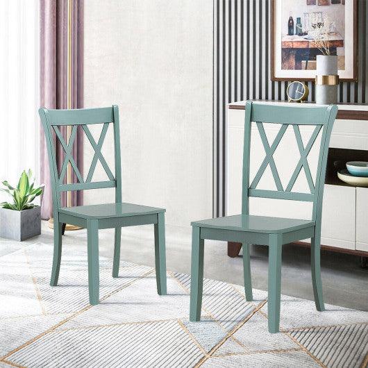 Set of 2 Cross Back Rubber Wood Dining Chairs at Set Shop and Smile