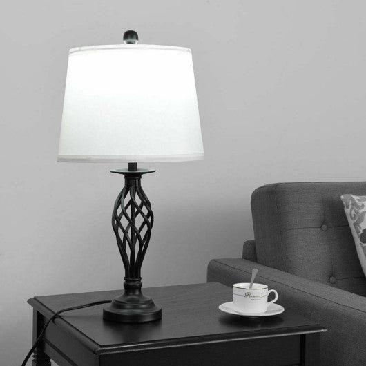 2 Table Lamps 1 Floor Lamp Set with Fabric Shades at Set Shop and Smile