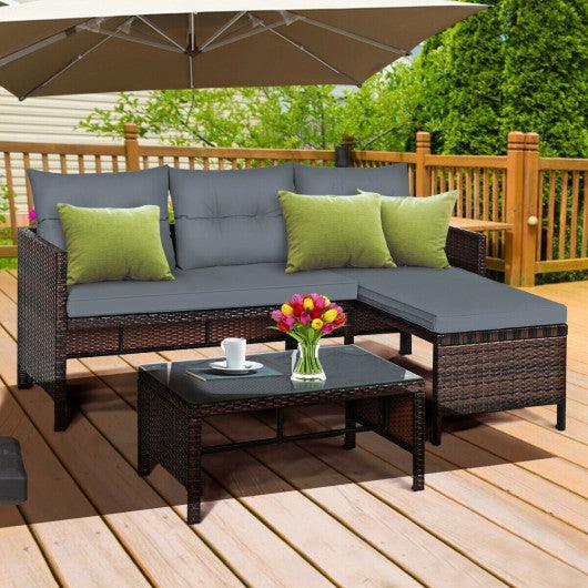 3 Pieces Patio Wicker Rattan Sofa Set-Gray at Set Shop and Smile