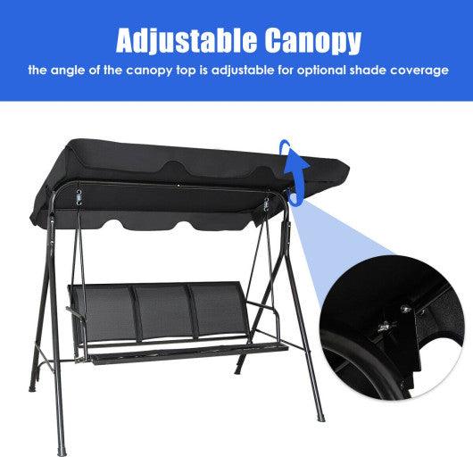 3 Person Patio Swing with Polyester Angle Adjustable Canopy at Set Shop and Smile