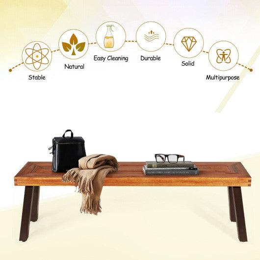 Set of 2 Patio Acacia Wood Dining Benches at Set Shop and Smile