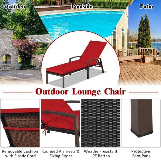 Patio Rattan Lounge Chaise Recliner with Back Adjustable Cushioned at Set Shop and Smile