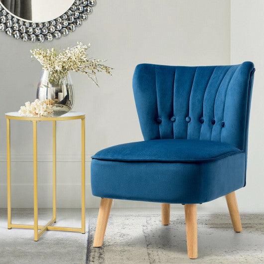 Armless Accent Chair Tufted Velvet Leisure Chair-Blue at Set Shop and Smile