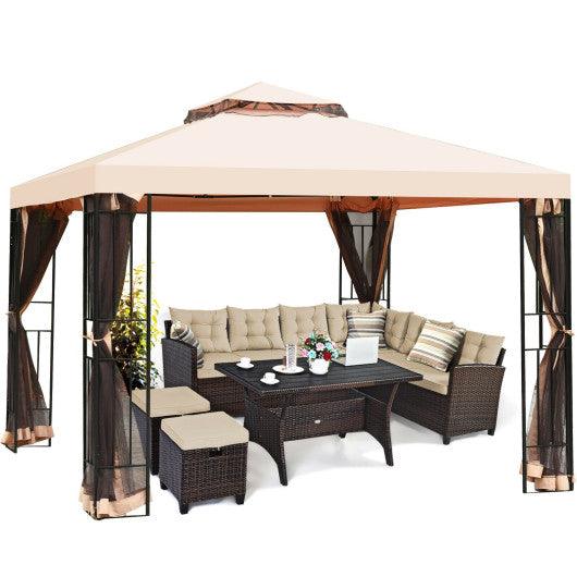 10 x 10 Feet 2-Tier Vented Metal Canopy with Mosquito Netting at Set Shop and Smile