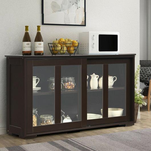 Sideboard Buffet Cupboard Storage Cabinet with Sliding Door-Brown at Set Shop and Smile