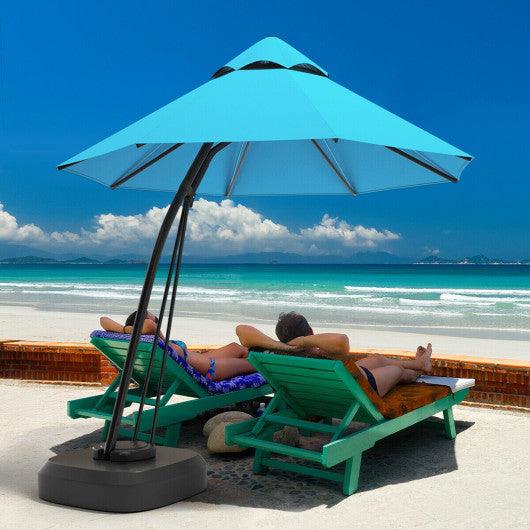 11 Feet Outdoor Cantilever Hanging Umbrella with Base and Wheels-Turquoise at Set Shop and Smile
