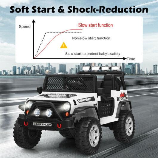 12V Kids Remote Control Electric Ride On Truck Car with Lights and Music -White at Set Shop and Smile