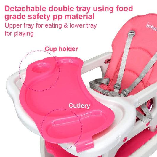 3-in-1 Baby High Chair with Lockable Universal Wheels-Pink at Set Shop and Smile