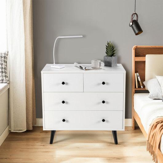 4 Drawers Dresser Chest of Drawers Free Standing Sideboard Cabinet-White at Set Shop and Smile