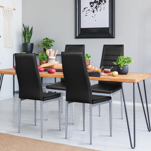 4 pcs PVC Leather Dining Side Chairs Elegant Design -Black at Set Shop and Smile