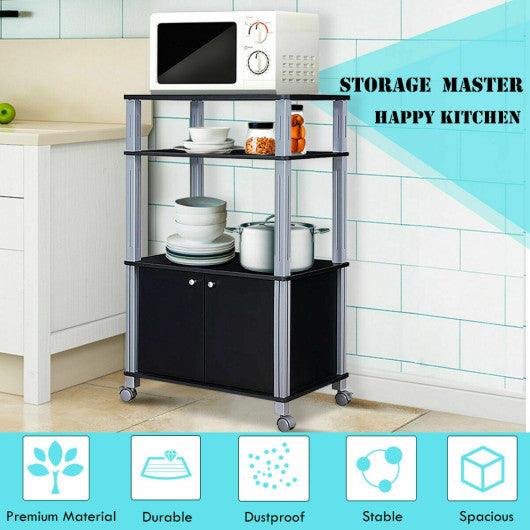 Microwave Rack Stand Rolling Storage Cart-Black at Set Shop and Smile