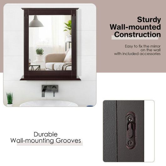 Wall-Mounted Multipurpose Vanity Mirror with Shelf-Brown at Set Shop and Smile