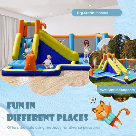 Giant Soccer Themed Inflatable Water Slide Bouncer with Splash Pool without Blower at Set Shop and Smile