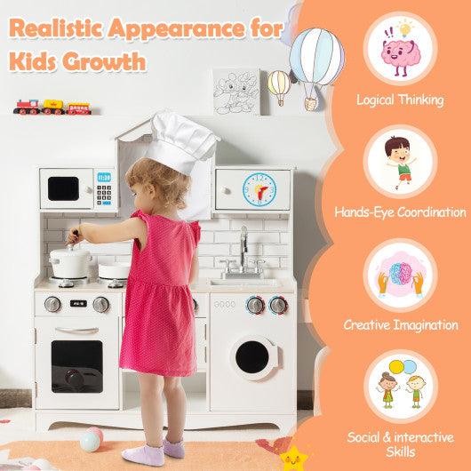 Wooden Kids Kitchen with Washing Machine at Set Shop and Smile