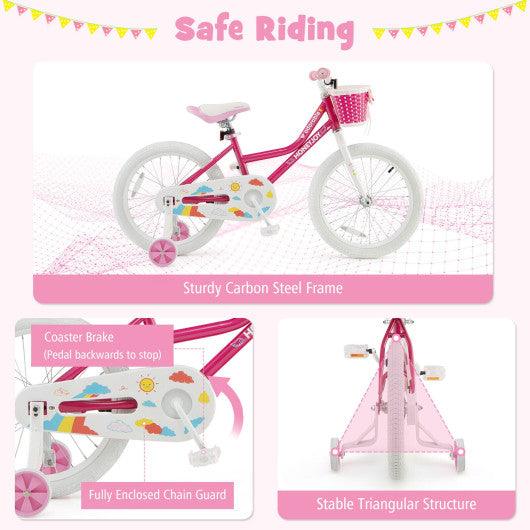 Kids Bicycle 18 Inch Toddler and Kids Bike with Training Wheels for 6-8 Year Old Kids-Pink at Set Shop and Smile