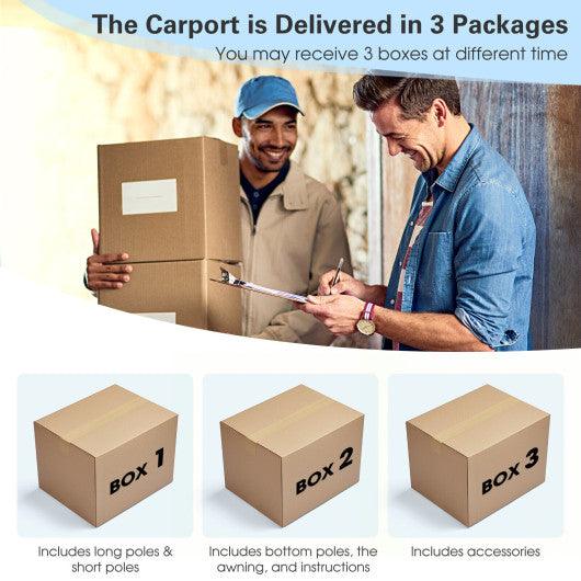 10 x 16/10 x 20 Feet Outdoor Heavy-Duty Carport with 2 Doors-10 x 20 ft at Set Shop and Smile