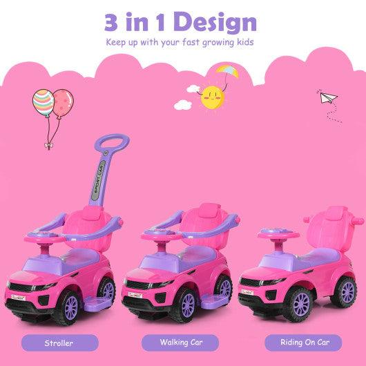 Honey Joy 3 in 1 Ride on Push Car Toddler Stroller Sliding Car with Music-Pink at Set Shop and Smile