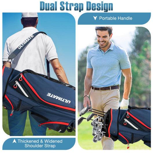 9.5 Inch Golf Cart Bag with 14 Way Full-Length Dividers Top Organizer-Black at Set Shop and Smile