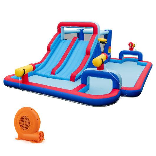 Inflatable Bounce House with 2 Water Slides and 3 Water Cannons With 750W Blower at Set Shop and Smile
