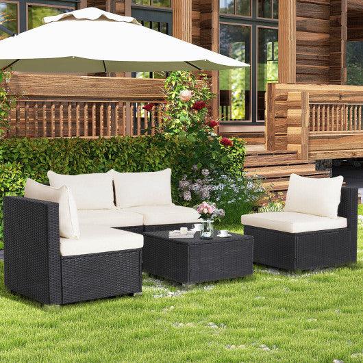 5 Pieces Outdoor Patio Furniture Set with Cushions and Coffee Table at Set Shop and Smile