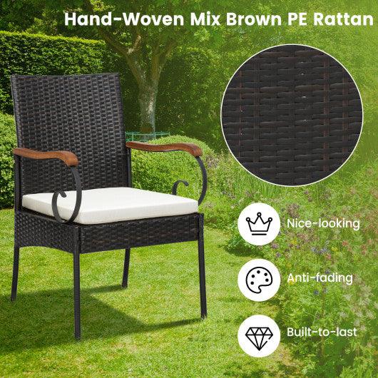 5 Pieces Patio Wicker Dining Set with Detachable Cushion and Umbrella Hole at Set Shop and Smile